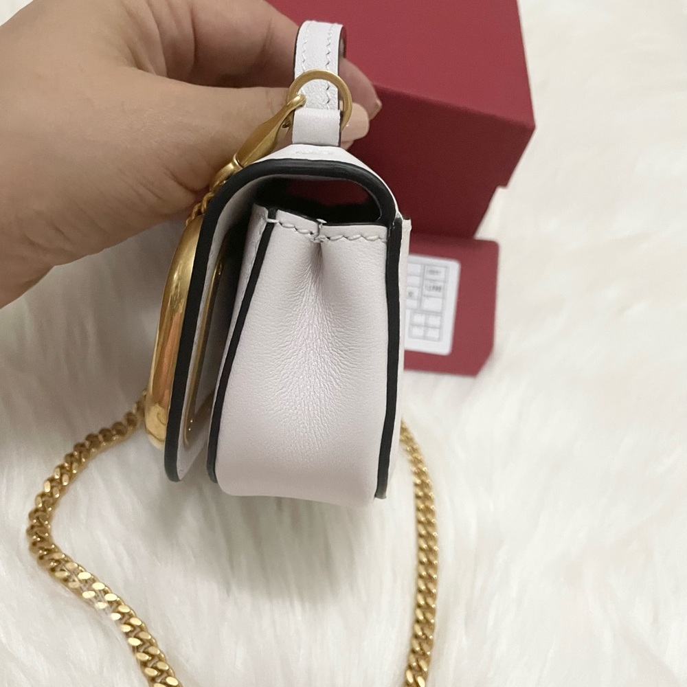 Valentino Garavani White Mini VLogo Top Handle Bag with Gold Hardware - Picture 8 of 12